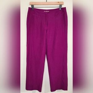 Transitions Womens Silk Linen Blend Pant Size 6 Purple Straight Leg Ankle Career